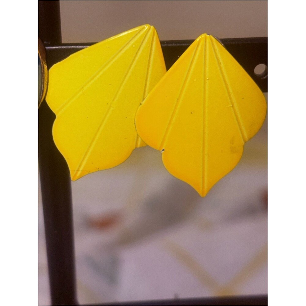 Bold Yellow Leaf Drop Earrings